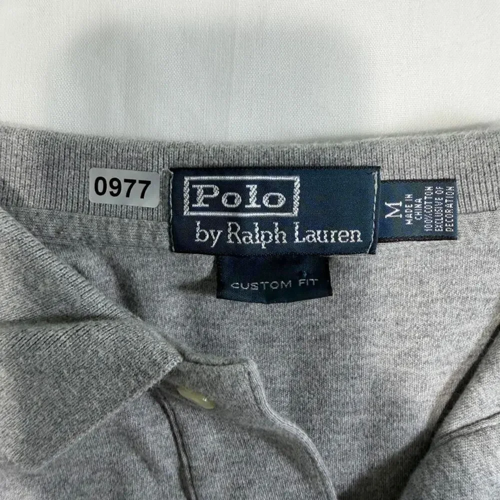 Polo Ralph Lauren Shirt Mens M Gray Heather Custom Fit Polo Navy Pony Logo